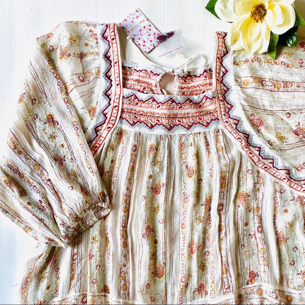 NWT Free People Chiffon Tunic w 2 ties on the back - Picture 6 of 8